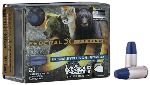 Federal Syntech Standard Velocity Centerfire Ammunition, 9mm Luger +P, Solid Core Synthetic Flat Nose, 147 Grain - 20 Cartridge Box ( 20 / 1 )