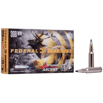 Federal Terminal Ascent Hyper Velocity Centerfire Ammunition, 308 Winchester, Terminal Ascent, 175 Grain - 20 Cartridge Box ( 20 / 1 )