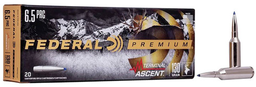 Federal Terminal Ascent Hyper Velocity Centerfire Ammunition, 6.5 PRC, Terminal Ascent, 130 Grain - 20 Cartridge Box ( 20 / 1 )