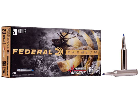 Federal P28NTA1 Premium 28Nosler 155gr Terminal Ascent 20 Per Box/10 Case