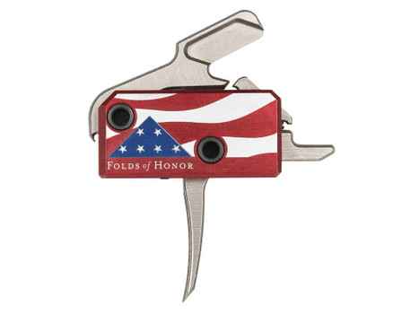 Rise Armament RA13FOLDSPT The Patriot High Performance Single-Stage Flat Trigger with 3.50 lbs Draw Weight & Silver/Red/White/Blue Finish for AR-Platform Right