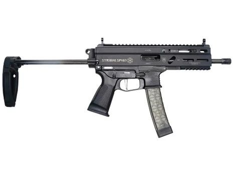 Grand Power Stribog SP9A3 Pistol - Black / 9mm / 8" Threaded Barrel / 30rd / PDW Brace w/ Tailhook