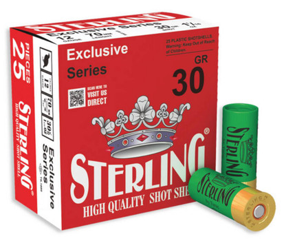 STERLING 12GA BIRDSHOT #6 2 3/4 INCH 1 1/16 OZ (30g) BOX25 UPC: 8698779950620 STERLING 12GA BIRDSHOT #6 2 3/4 INCH 1 1/16 OZ (30g) BOX25 UPC: 8698779950620