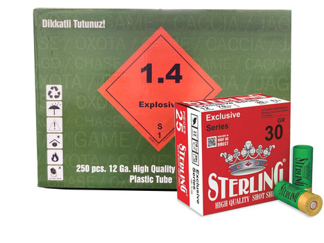 STERLING 12GA BIRDSHOT #7 2 3/4 INCH 1 1/16 OZ (30g) CASE250 UPC: 8698779965211