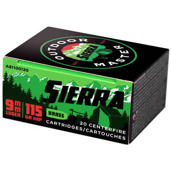 SIERRA OUTDOOR MASTER 9MM 115GR JHP BOX20 UPC: 092763600139