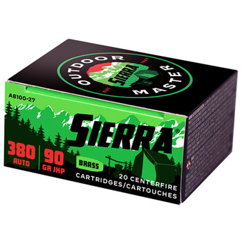 SIERRA OUTDOOR MASTER 380ACP 90GR JHP CASE200 UPC: 092763800164