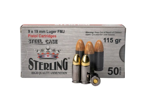 Sterling 9x19mm Luger FMJ Steel Casing 115gr