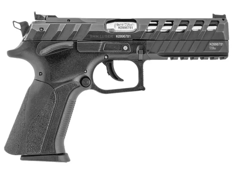 Grand Power 8588005808514 X-Calibur CO Mk23 Match 9mm Luger 15+1 4.80" Stainless Barrel, Black Steel Lightening Cut/Optic Cut/Serrated Slide, Black Steel Frame w/Picatinny Rail, Black Textured Grip