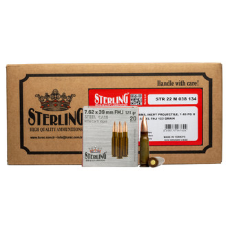 Sterling, 7.62x39mm, 123 Grain, Steel Casing, Case of 1000 Rounds UPC: 8698779967604