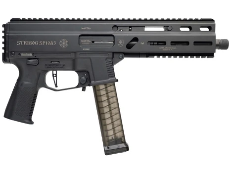 Grand Power 810091157152 SP10A3 Stribog 10mm Auto 20+1 8" Black Threaded Barrel, Black Aluminum Picatinny Rail Receiver, Rear picatinny Rail, Black Polymer Grip, Thread Protector