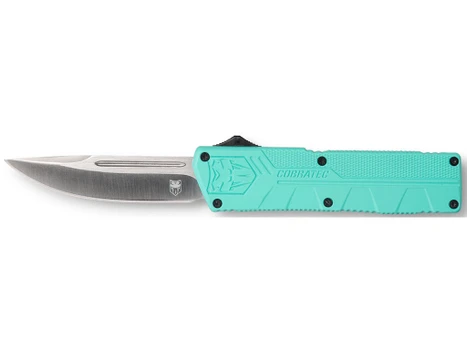 CobraTec Knives TFCTLWDNS Lightweight 3.25" OTF Drop Point Plain D2 Steel Blade/Tiffany Blue Aluminum Handle Includes Pocket Clip