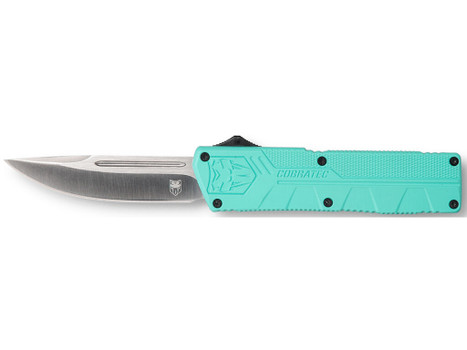 CobraTec Knives TFCTLWDNS Lightweight 3.25" OTF Drop Point Plain D2 Steel Blade/Tiffany Blue Aluminum Handle Includes Pocket Clip