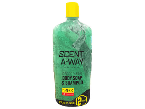 Scent-A-Way 07758 Shampoo/Body Wash Odor Eliminator Odorless Scent Vegetable Proteins 32oz Bottle