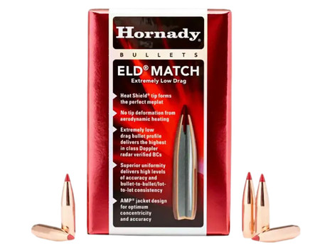 Hornady 2561 ELD Match 25 Cal .257 134 gr Extremely Low Drag Match 100 Per Box/ 15 Case