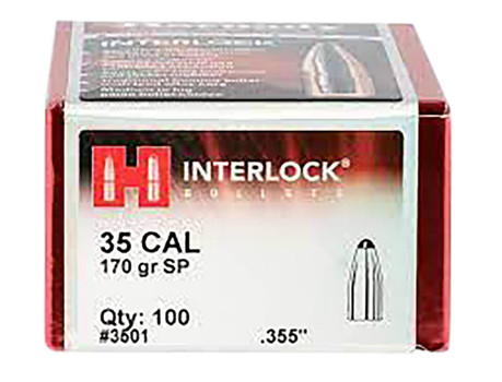 Hornady 3501 InterLock  35 Cal .355 170 gr Spire Point 100 Per Box 15 Case UPC: 090255235012