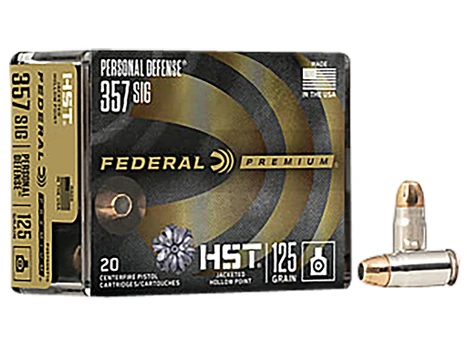 Federal P357SHST1S Premium Personal Defense 357Sig 125gr HST Jacketed Hollow Point 20 Per Box/10 Case
