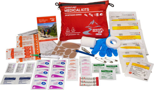 Adventure Medical Kits 01050100 Sportsman 100 Medical Kit Treats InjuriesIllnesses Waterproof Red UPC: 707708301001