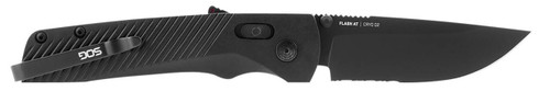 S.O.G SOG11180241 Flash AT 3.45 Folding Part Serrated Black TiNi Cryo D2 Steel BladeBlackout GRN Handle Includes Pocket Clip UPC: 729857010931