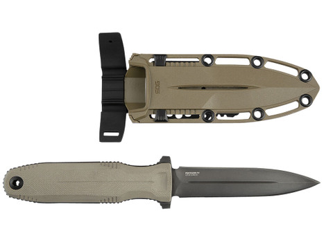 S.O.G SOG17610257 Pentagon FX 4.77" Fixed Spear Point Plain Black Titanium Nitride Cryo CPM S35VN Blade/G10 FLat Dark Earth Handle