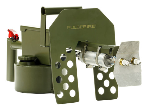 Exothermic Technologies PFLRT Pulsefire LRT Green Powder Coated Aluminum/Brass/Viton 25 ft Flame Range 25.70" Long Fuel Gasoline/Gasoline, Diesel Mix Includes Battery/Battery Charger