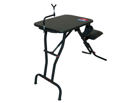 Birchwood Casey MSB100 Ultra Steady Shooting Bench Black Steel, Folding Seat, Pockets & Adjustable Rubber Coated Gun Rest 21" W x 28" L