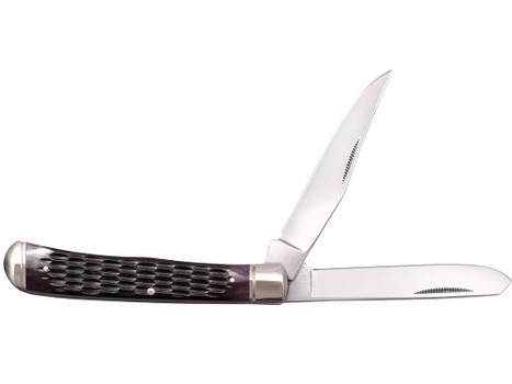 Cold Steel CSFLTRPRJ Trapper 3" Folding Clip/Spey Plain 8Cr13MoV SS Blade/Brown Jigged w/Polished Bolsters Bone Handle