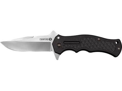 Cold Steel CS20MWCB Crawford 1 3.50" Folding Clip Point Plain 4034 SS Blade Black w/Traction Inlays GRN Handle Includes Pocket Clip