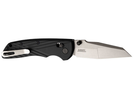 Hogue 24369 Deka 3.25" Folding Modified Wharncliffe Plain Stone Tumbled CPM MagnaCut Steel Blade, Black Textured GRN Handle