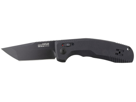S.O.G SOG15380357 SOG-TAC Auto 3.43" Folding Tanto Plain Black TiNi Cryo D2 Steel Blade Black Micro-Textured Anodized Aluminum Handle Includes Pocket Clip
