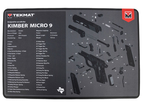 TekMat TEKR17KIMBERMCR9 Kimber Micro 9 Cleaning Mat Black/Gray Rubber 11"x17" Kimber Micro 9 Diagram