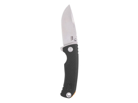S.O.G SOG11060243 Tellus ATK 3.50" Folding Clip Point Plain Stonewashed Cryo 440C SS Blade/ Black Textured w/Orange Backspacer GRN Handle Includes Belt Clip