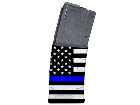 Mission First Tactical EXDPM556AMB1 Extreme Duty 30rd 223 Rem/5.56x45mm Fits AR-15/M4 Black w/Blue Line American Flag Polymer