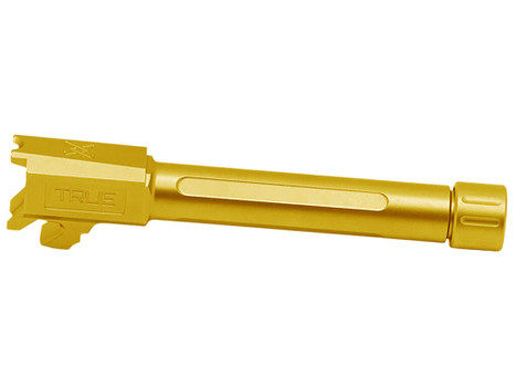 True Precision Inc TPSHCPBXTG Springfield 9mm Luger 3.70" Threaded Gold TiN Stainless Steel, Fits Springfield Hellcat Pro