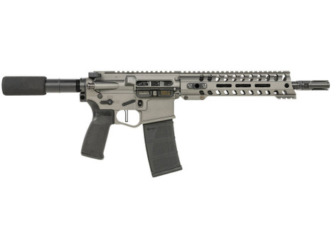 Patriot Ordnance Factory 01802 Minuteman Direct Impingement 5.56x45mm NATO Caliber with 10.50" Barrel, 30+1 Capacity, Tungsten Metal Finish, Buffer Tube Stock & Black MFT Grip Right Hand