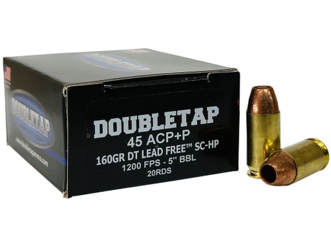 DoubleTap Ammunition 45A160XM 45ACP 160gr Lead Free Hollow Point 20 Per Box/50 Case
