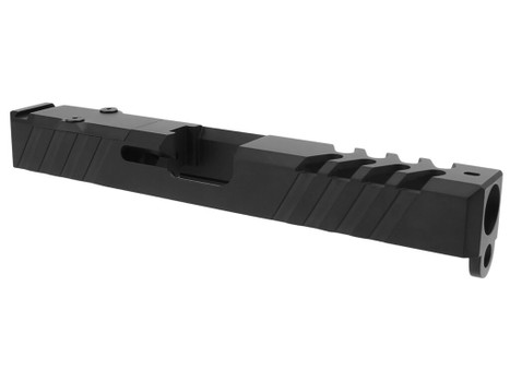 TacFire Replacement Slide 9mm Luger Graphite Black Cerakote Stainless Steel with Optics Cut & Slide Ports for Glock 17 Gen3