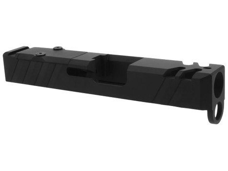 TacFire Replacement Slide 9mm Luger Graphite Black Cerakote Stainless Steel with Optics Cut & Slide Ports for Glock 26 Gen3