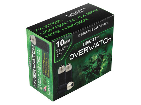 Liberty Ammunition LAOW10MM702150 OverWatch 10mmAuto 70gr Open Cavity Design 20 Per Box/50 Case