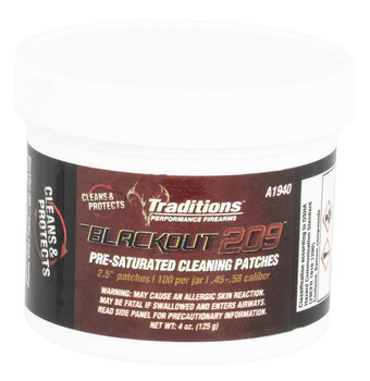 Traditions A1940 Blackout Cleaning Patches .45 .54 Muzzleloader 2.5 Cotton 100 Per Jar UPC: 040589022765