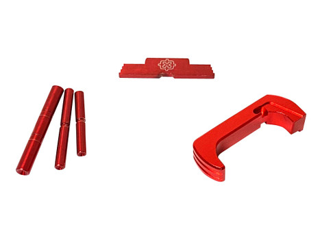 Cross Armory CRG5OKRD 3 Piece Kit Extended Compatible w/ Glock 26 Gen5 Compatible w/Glock 17/19/26/34 Gen5 Red Anodized Steel/Aluminum
