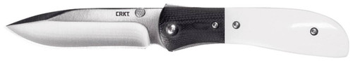 CRKT M402M M402M  3.25 Plain Satin 8Cr13MoV SS Blade BlackWhite Resin Infused Fiber wG10 Bolster Handle Includes Pocket Clip UPC: 794023040296
