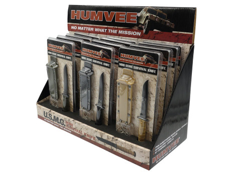 Humvee Adventure Gear HMVDBUSMC Humvee Combat Knife Display 3.5" USMC Combat Knife Display