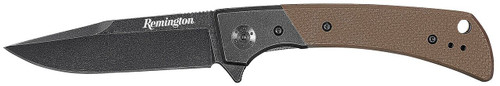 Remington Accessories 15667 EDC  Folding Drop Point Stonewashed D2 Steel Blade Tan G10 Handle UPC: 047700156675