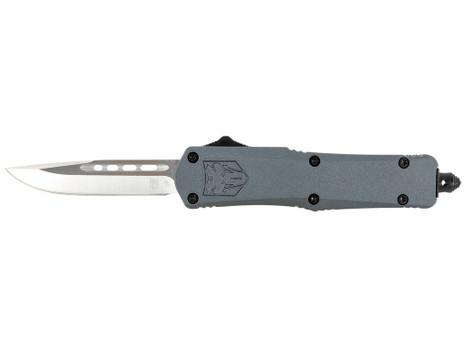 CobraTec Knives SGYFS3DNS FS-3 Small 2.75" OTF Plain D2 Steel Blade/Gray Aluminum Handle Features Glass Breaker Includes Pocket Clip
