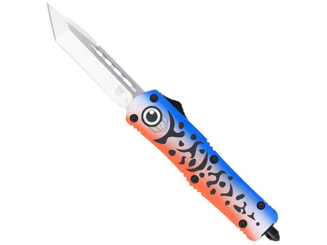 CobraTec Knives MFLBLUFS3TNS FS-3 Fishing Lure Medium 3" OTF Tanto Plain Satin D2 Steel Blade, 4.50" Blue Fishing Lure Aluminum Cerakoted Handle