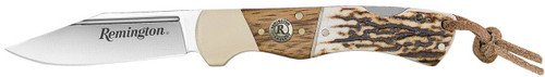 Remington Accessories 15654 Guide Lock Back Folding Stainless Steel Blade BrownWhiteSilver wRemington Shield Stag BoneNickle Handle UPC: 047700156545