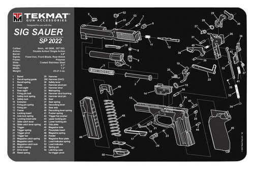 TekMat TEKR17SIGSP2022 Sig Sauer SP2022 Cleaning Mat Sig SP2022 Parts Diagram 11 x 17 UPC: 612409971098