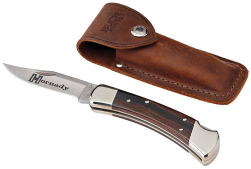 Hornady 99126 Buck 110 Folding Plain 420 Stainless Steel Blade Brown Macassar Ebony Dymondwood w Nickel Plated Bolsters Handle UPC: 090255991260