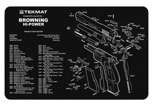 TekMat TEKR17BROWNINGHP Browning High Power Cleaning Mat Browning HiPower Parts Diagram 11 x 17 UPC: 612409970718