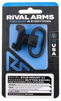 Rival Arms RARA92P2A Swivel Stud Mount  with Black Manganese Phosphate 1.5 Recessed Button Steel Swivel compatible with Picatinny Rail UPC: 788130032824